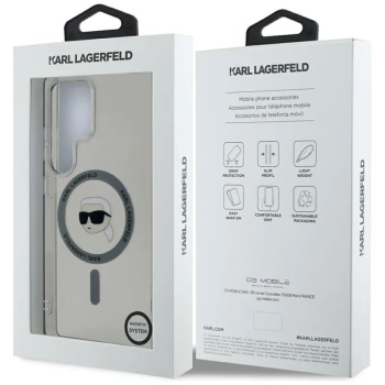 Karl Lagerfeld Button Karl Head Printed Logo MagSafe - Etui Samsung Galaxy S25 Ultra (czarny)
