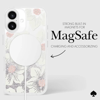 Kate Spade New York Liquid Glitter MagSafe - Etui iPhone 16 (Hollyhock Floral)