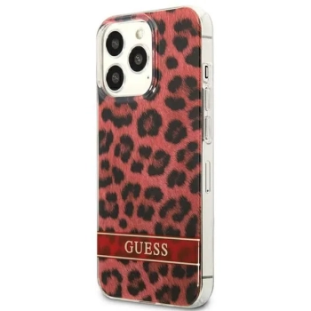 Guess Leopard Electro Stripe - Etui iPhone 13 Pro (Red)