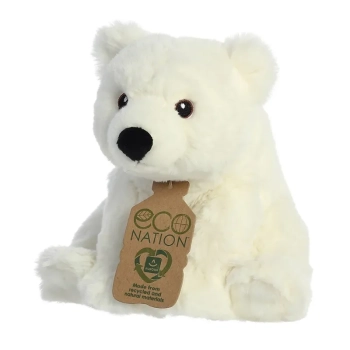 Eco Nation - Pluszowa maskotka / przytulanka Miś Polarny siedzący 19 cm Eco-Friendly