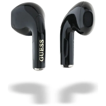 Guess Glossy Effect Egg Shape Printed Classic Logo - Słuchawki Bluetooth TWS + etui ładujące (czarny)