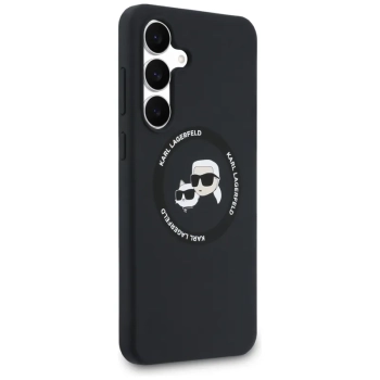 Karl Lagerfeld Silicone Karl & Choupette Heads MagSafe - Etui Samsung Galaxy S25 FE (czarny)