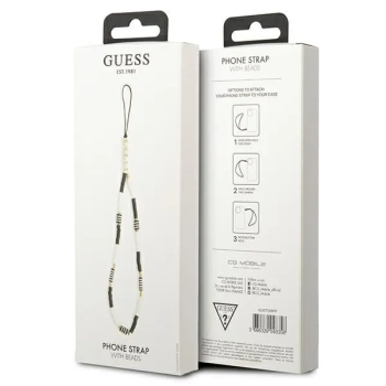 Guess Phone Strap Heishi Beads - Zawieszka do telefonu (Black/White)