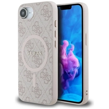 Guess 4G Ring Classic Logo MagSafe - Etui do iPhone 16e (różowy)