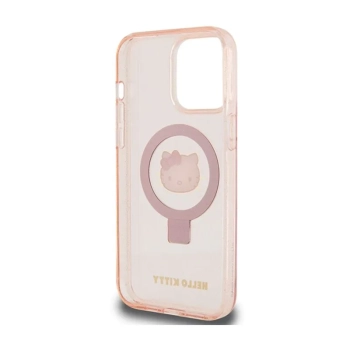 Hello Kitty Ring Stand Glitter Electrop Logo MagSafe - Etui iPhone 15 Pro Max (różowy)