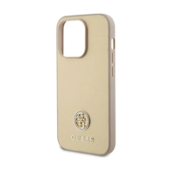 Guess 4G Strass Metal Logo - Etui iPhone 15 Pro (złoty)