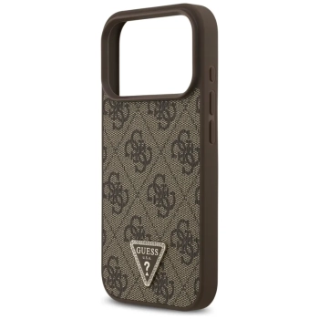 Guess Leather 4G Triangle Strass MagSafe - Etui iPhone 17 Pro (brązowy)