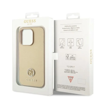 Guess 4G Strass Metal Logo - Etui iPhone 15 Pro (złoty)