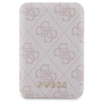 Guess Bundle Pack MagSafe 4G Metal Gold Logo - Zestaw etui + Power Bank 5000mAh MagSafe iPhone 15 (różowy)