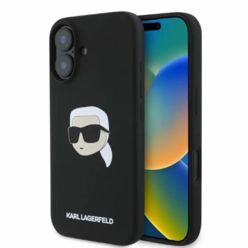 Karl Lagerfeld Silicone Karl Head Print MagSafe - Etui iPhone 16 (czarny)