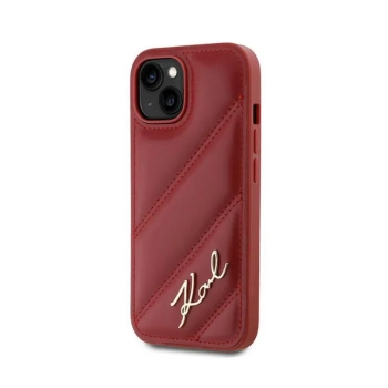 Karl Lagerfeld Diagonal Quilted Script - Etui iPhone 15 / 14 / 13 (czerwony)