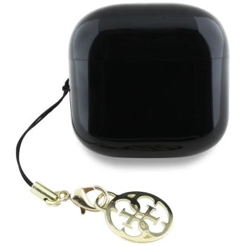 Guess Glossy Effect Printed Classic Logo & Charm - Słuchawki Bluetooth TWS + etui ładujące (czarny)