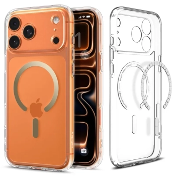 Spigen Ultra Hybrid Mag MagSafe - Etui do iPhone 17 Pro (Clear/Gold)