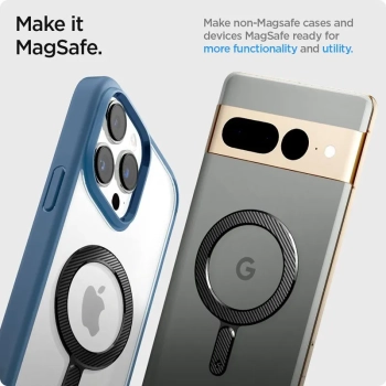 Spigen OneTap Ring Magnetic MagSafe Plate - Uniwersalny pierścień magnetyczny na etui / smartfona (Carbon)