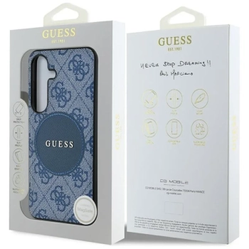 Guess 4G Round Patch Classic Logo MagSafe - Etui do Samsung Galaxy S25 (niebieski)