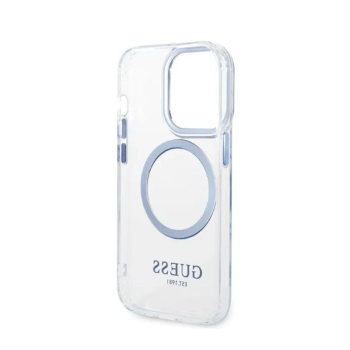 Guess Metal Outline Magsafe - Etui iPhone 14 Pro (przezroczysty / niebieski)