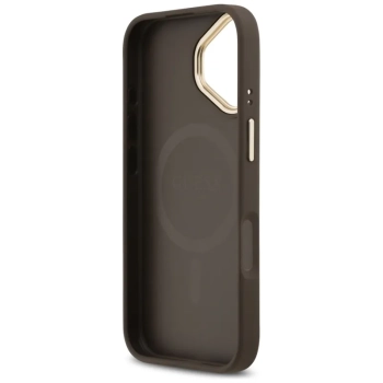Guess Grained Strass Logo MagSafe - Etui iPhone 17 (brązowy)