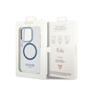 Guess Metal Outline Magsafe - Etui iPhone 14 Pro (przezroczysty / niebieski)