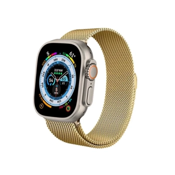 Crong Milano Steel - Pasek ze stali nierdzewnej do Apple Watch 42/44/45/49 mm (złoty)
