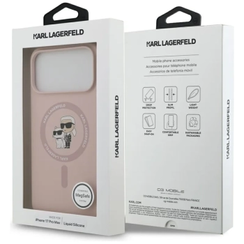 Karl Lagerfeld Silicone Karl & Choupette Ring MagSafe - Etui iPhone 17 Pro Max (różowy)