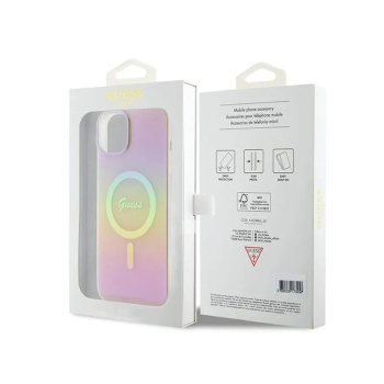 Guess IML Iridescent MagSafe - Etui iPhone 15 (różowy)