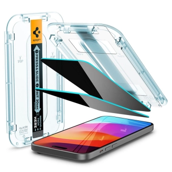 Spigen GLAS.TR EZ FIT Privacy 2-Pack - Szkło hartowane z filtrem prywatyzującym do iPhone 15 Pro Max 2 szt