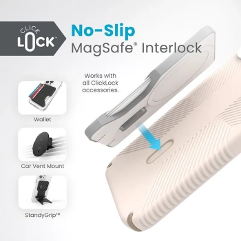 Speck Presidio2 Grip ClickLock & Magsafe - Etui iPhone 15 Plus / iPhone 14 Plus (Bleached Bone / Heirloom Gold / Hazel Brown)
