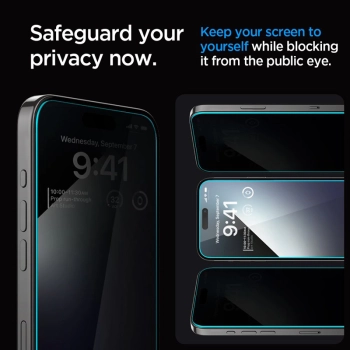 Spigen GLAS.TR EZ FIT Privacy 2-Pack - Szkło hartowane z filtrem prywatyzującym do iPhone 15 Pro Max 2 szt