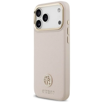 Guess Grained Strass Logo MagSafe - Etui iPhone 17 Pro Max (różowy)