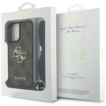 Guess 4G Big Logo Cord Strap Crossbody - Etui do iPhone 16 Plus (brązowy)
