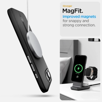 Spigen Enzo Aramid Mag MagSafe - Etui do iPhone 16e (Czarny)