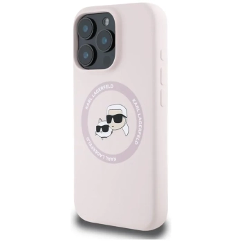 Karl Lagerfeld Silicone Double Heads And Circle MagSafe - Etui do iPhone 16 Pro (różowy)