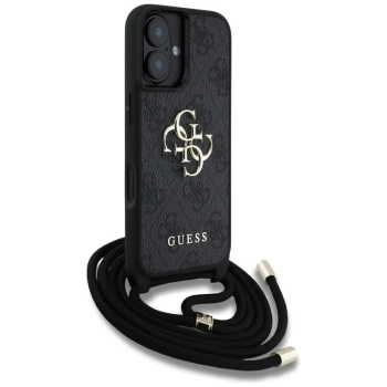 Guess 4G Big Logo Cord Strap Crossbody - Etui do iPhone 16 (czarny)