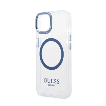 Guess Metal Outline Magsafe - Etui iPhone 14 Plus (przezroczysty / niebieski)