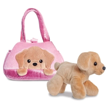 Fancy Pal - Pluszowa maskotka Piesek Labrador PeekaBoo w różowej torbie 20 cm Eco-Friendly