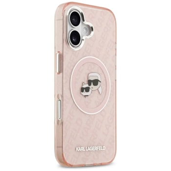 Karl Lagerfeld IML Glitter Karl & Choupette Heads Logo MagSafe - Etui iPhone 17 (różowy)