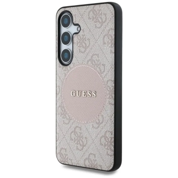 Guess 4G Round Patch Classic Logo MagSafe - Etui do Samsung Galaxy S25 (różowy)