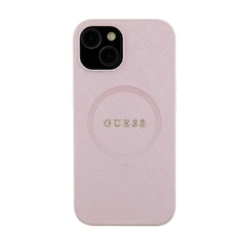 Guess Saffiano MagSafe - Etui iPhone 15 Plus (różowy)