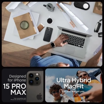 Spigen Ultra Hybrid Mag MagSafe - Etui do iPhone 15 Pro Max (Frost Black)