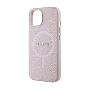 Guess Saffiano MagSafe - Etui iPhone 15 Plus (różowy)