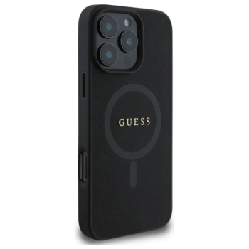 Guess Saffiano Classic Logo MagSafe - Etui iPhone 16 Pro Max (czarny)