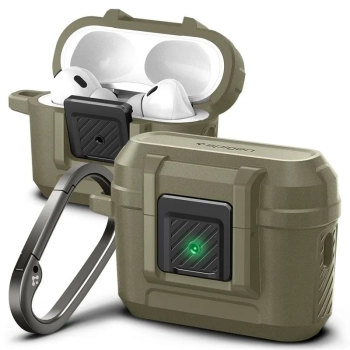 Spigen Lock Fit - Pancerne etui do Apple AirPods Pro 1 / 2 (Vintage Khaki)