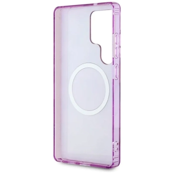 Guess Glitter Flowers Triangle Buttons MagSafe - Etui do Samsung Galaxy S25 Ultra (fioletowy)