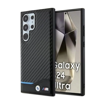 BMW Leather Carbon Blue Line - Etui Samsung Galaxy S24 Ultra (czarny)