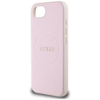 Guess Grained Ring MagSafe - Etui do iPhone 16e (różowy)