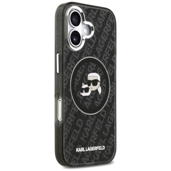 Karl Lagerfeld IML Glitter Karl & Choupette Heads Logo MagSafe - Etui iPhone 17 (czarny)