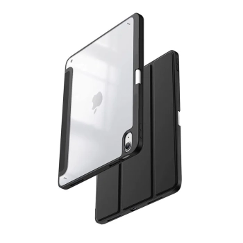 Crong PrimeFolio - Etui iPad 10.9” (2022) z podstawką i schowkiem na Apple Pencil (czarny/przezroczysty)