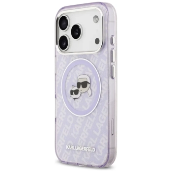 Karl Lagerfeld IML Glitter Karl & Choupette Heads Logo MagSafe - Etui iPhone 17 Pro (fioletowy)