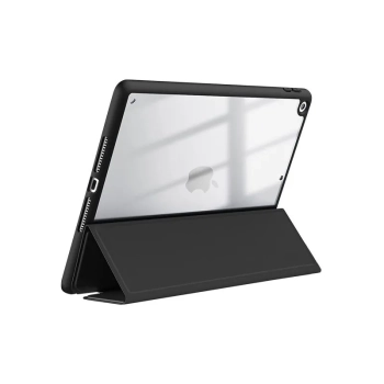 Crong PrimeFolio - Etui iPad 10.2” (2021-2019) z podstawką i schowkiem na Apple Pencil (czarny/przezroczysty)