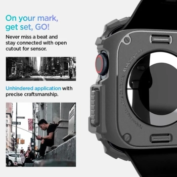 Spigen Rugged Armor - Obudowa do Apple Watch 10 46 mm (Dark Grey)